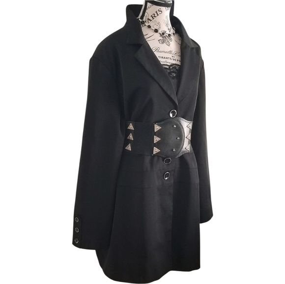 Y2K Basic Minimalist Black Long Blazer Size 20 - Picture 5 of 8